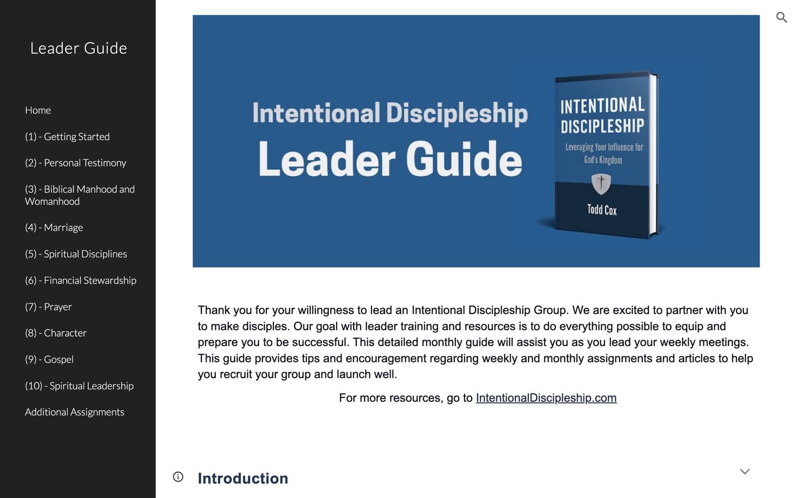 Leader Guide website